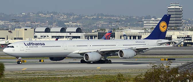 Lufthansa Airbus A-340-642 D-AIHT, Los Angeles international Airport, January 19, 2015